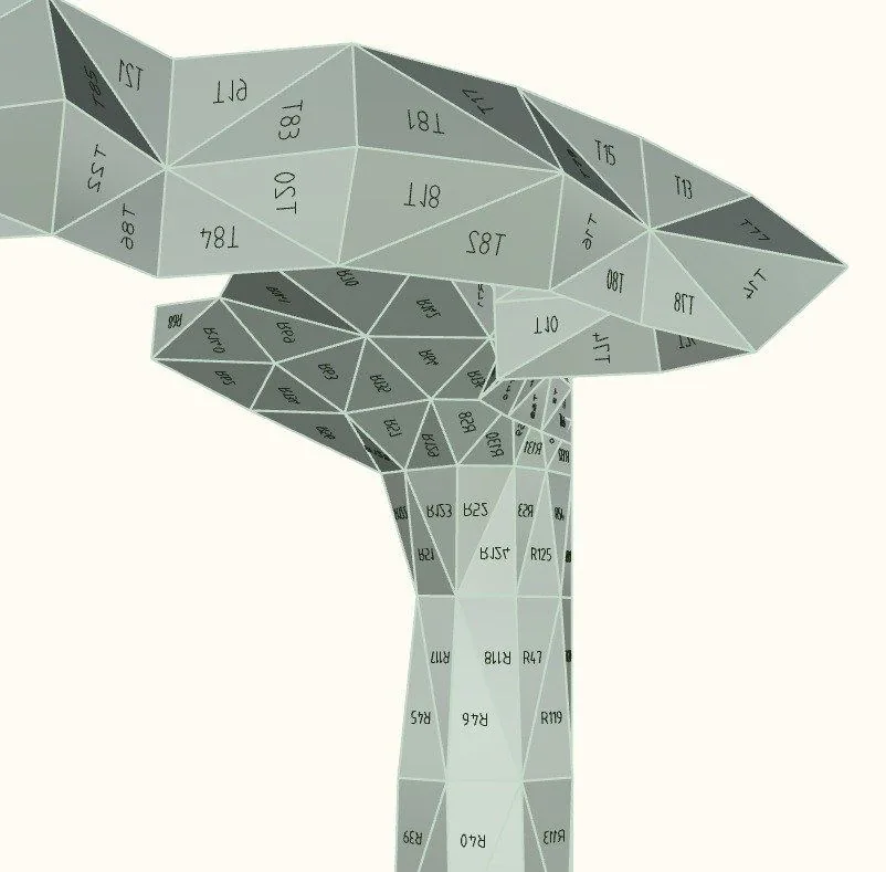 Faceted model with every panel numbered